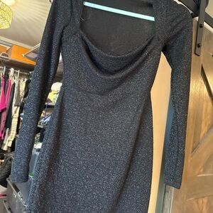 Windsor Black Sparkle Long Sleeve Dress